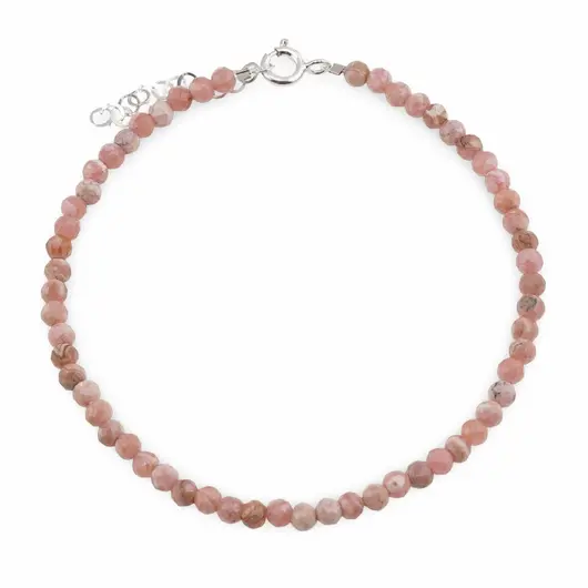 Bratara Rodocrozit sfere fatetate cu Argint 925, 4mm