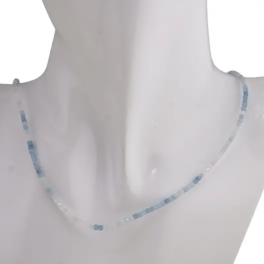Colier Acvamarin cuburi fatetate cu Argint 925, 2mm, imagine 3
