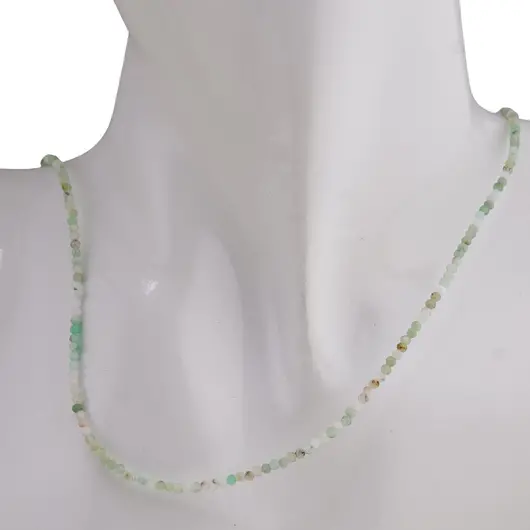 Colier Crisopraz verde sfere fatetate cu Argint 925, 2mm, imagine 3