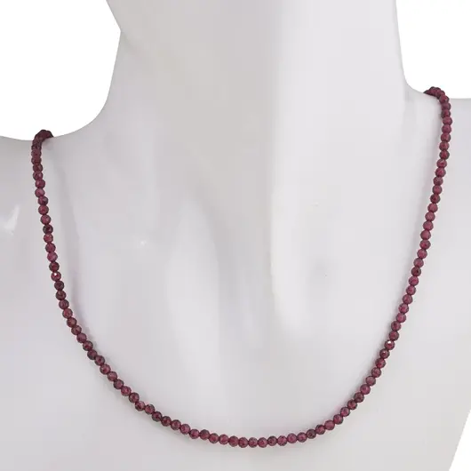 Colier Granat Rhodolit sfere fatetate cu Argint 925, 3mm, imagine 3
