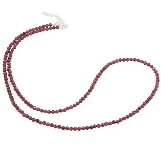 Colier Granat Rhodolit sfere fatetate cu Argint 925, 3mm