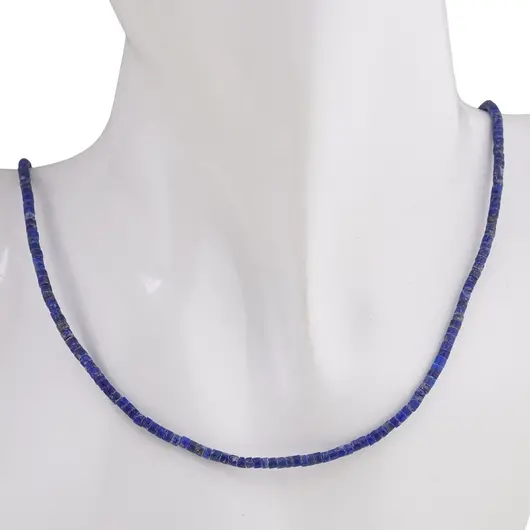 Colier Lapis Lazuli tuburi cu Argint 925, 2mm, imagine 3