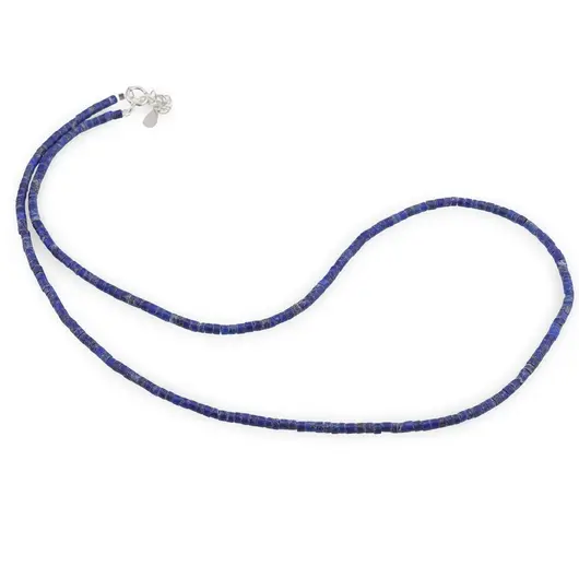 Colier Lapis Lazuli tuburi cu Argint 925, 2mm