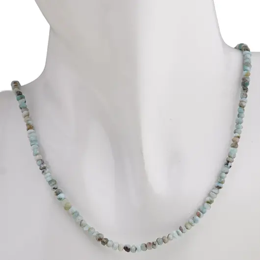 Colier Larimar discuri fatetate cu Argint 925, 3-4mm, imagine 3