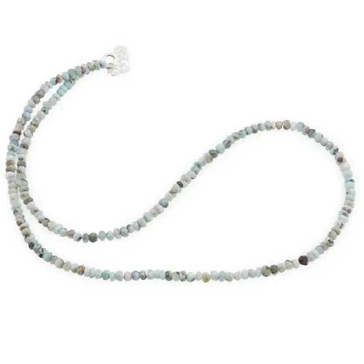 Colier Larimar discuri fatetate cu Argint 925, 3-4mm