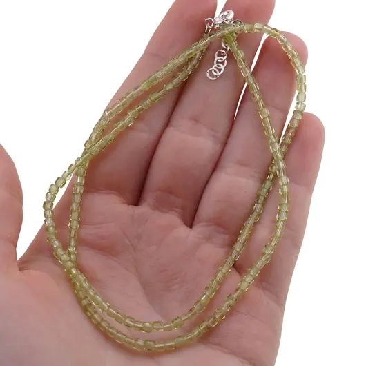 Colier Peridot cuburi fatetate cu Argint 925, 2-3mm, imagine 4