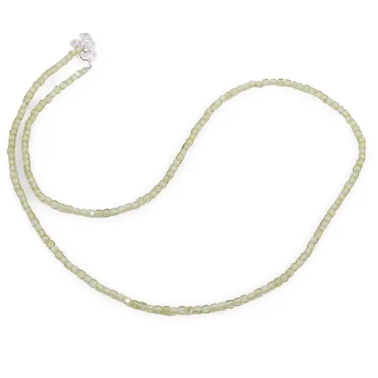 Colier Peridot cuburi fatetate cu Argint 925, 2-3mm