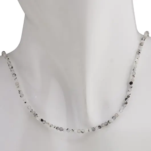 Colier Piatra Lunii turmalinata sfere fatetate cu Argint 925, 2-3mm, imagine 3