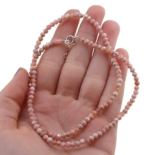 Colier Rodocrozit sfere fatetate cu Argint 925, 4mm, imagine 4