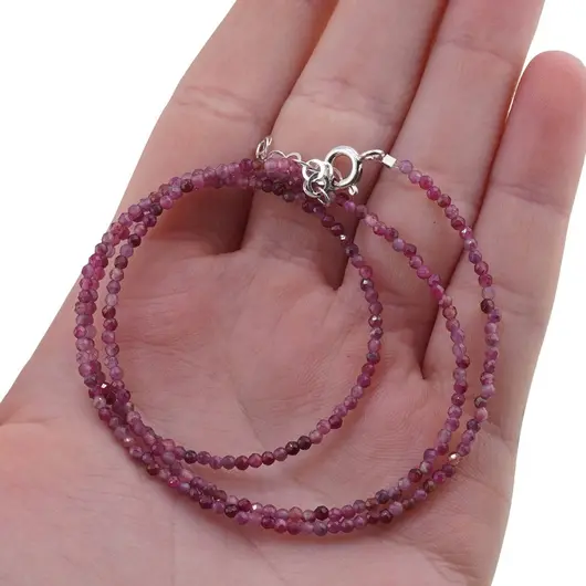 Colier Rubin sfere fatetate cu Argint 925, 2mm, imagine 4