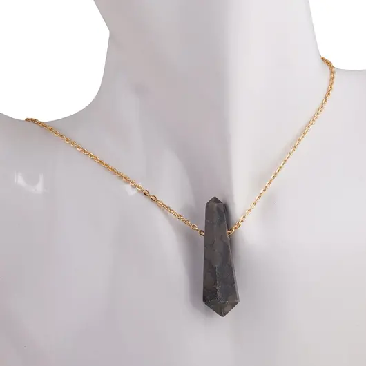 Pandantiv dublu varf cu gaura orizontala si lant auriu, Scapolit cu mica 40mm, imagine 4