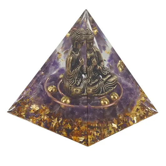 Piramida orgon Ametist cu statueta Buddha, 5cm, imagine 2