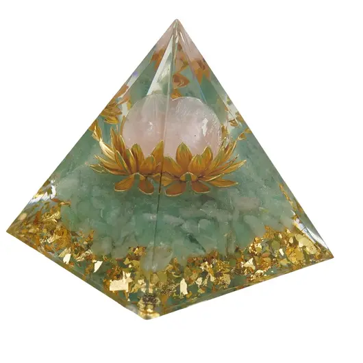 Piramida orgon Aventurin cu lotus si sfera Cuart roz, 5cm, imagine 2