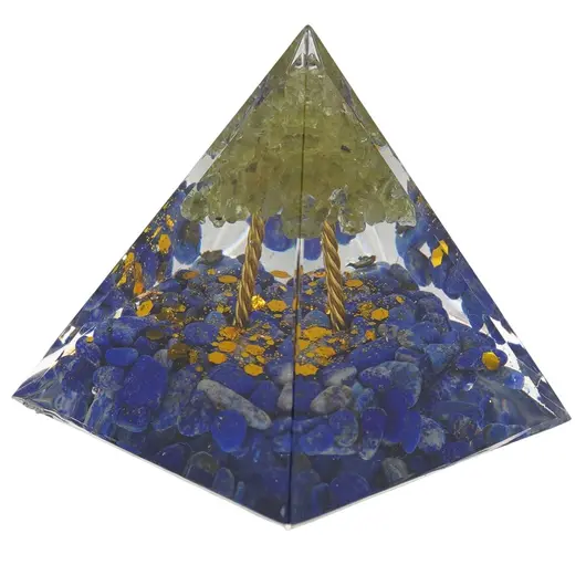 Piramida orgon Copacul vietii - Lapis lazuli si Peridot, 5cm, imagine 2