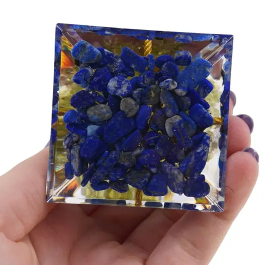 Piramida orgon Copacul vietii - Lapis lazuli si Peridot, 5cm, imagine 3