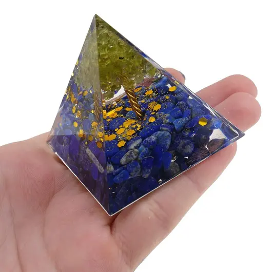 Piramida orgon Copacul vietii - Lapis lazuli si Peridot, 5cm, imagine 4
