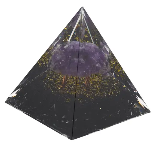Piramida orgon Copacul vietii - Obsidian si Ametist, 5cm, imagine 2