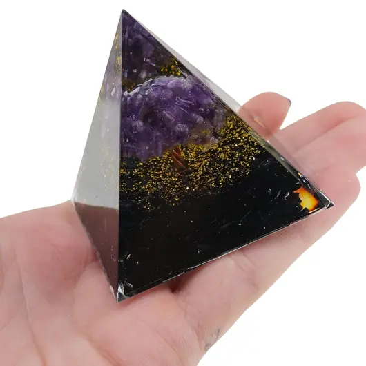 Piramida orgon Copacul vietii - Obsidian si Ametist, 5cm, imagine 4