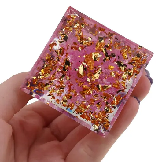 Piramida orgon Cuart roz cu steluta si sfera Ametist, 5cm, imagine 3