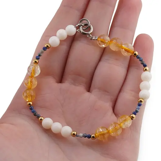Bratara Alchimie Luminoasa - Lapis lazuli 2mm, Coral si Citrin 6mm, imagine 3
