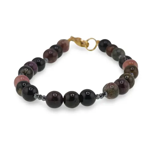 Bratara Armura Energetica - Turmalina multicolora 6mm si Hematit 2mm, imagine 2