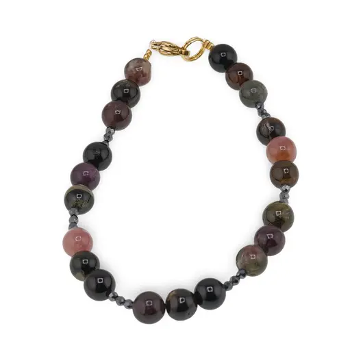 Bratara Armura Energetica - Turmalina multicolora 6mm si Hematit 2mm