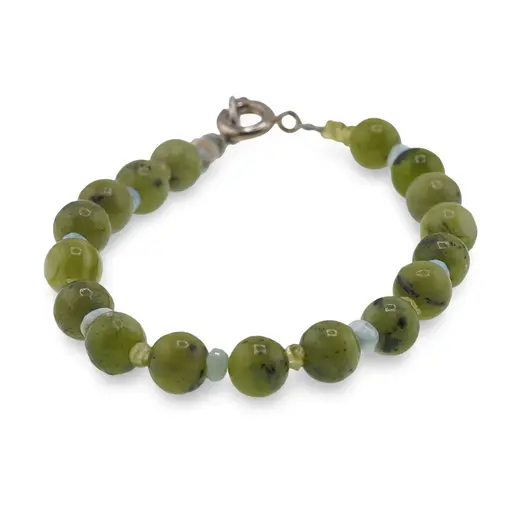 Bratara Calea Blanda - Jad 6mm, Larimar si Peridot 2-3mm, imagine 2