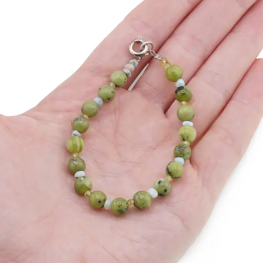Bratara Calea Blanda - Jad 6mm, Larimar si Peridot 2-3mm, imagine 3