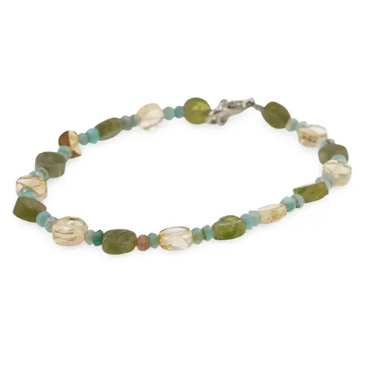 Bratara Flux de abundenta - Granat verde, Citrin 6mm si Amazonit 3mm, imagine 2