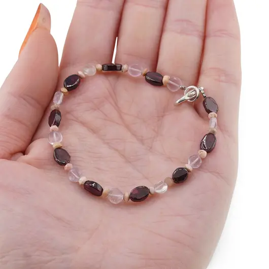 Bratara Inima Alintata - Ametrin 4mm, Granat 5-7mm si Rodocrozit 3mm, imagine 3