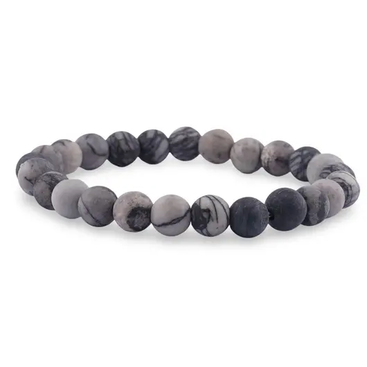 Bratara Jasp Picasso sfere mate 8mm, pe elastic, 19cm, imagine 2