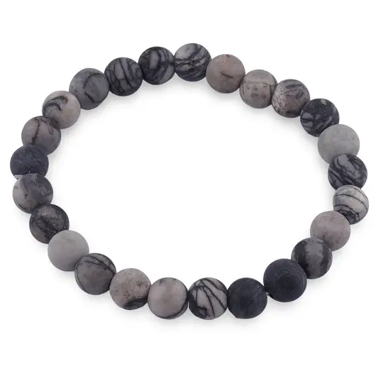 Bratara Jasp Picasso sfere mate 8mm, pe elastic, 19cm