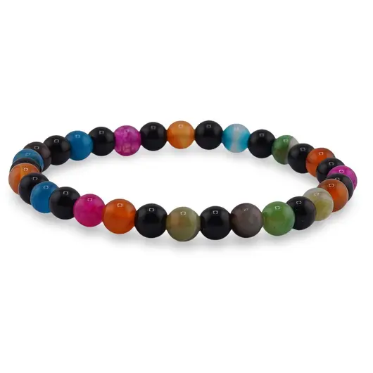 Bratara Mix Agate sfere 6mm, pe elastic, 19cm, imagine 2