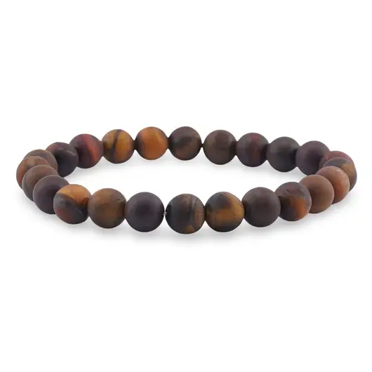 Bratara Mix Ochi de Tigru si Taur sfere mate 8mm, pe elastic, 19cm, imagine 2