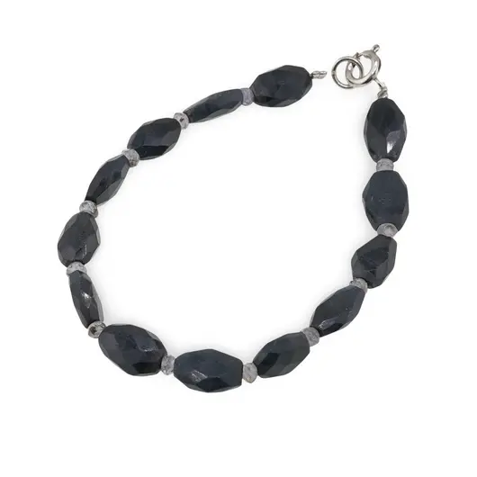 Bratara Ochi de soim fatetat 10mm si Iolith dicuri fatetate 3mm