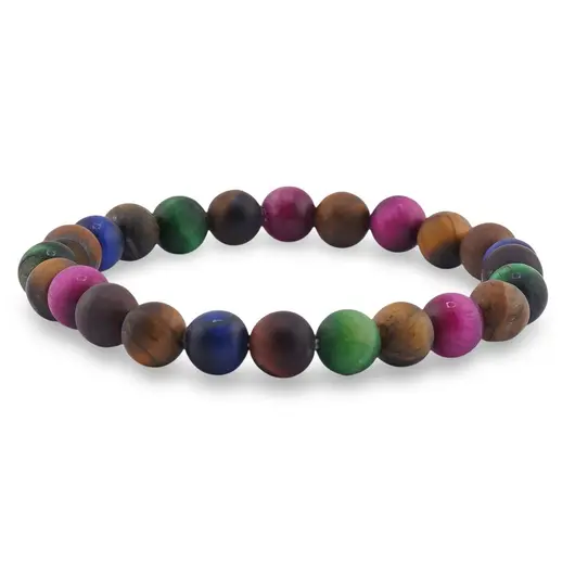 Bratara Ochi de tigru colorat sfere mate 8mm, pe elastic, 19cm, imagine 2