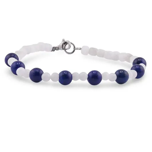 Bratara Ochii Cerului - Piatra lunii 4mm si Lapis Lazuli 6mm, imagine 2