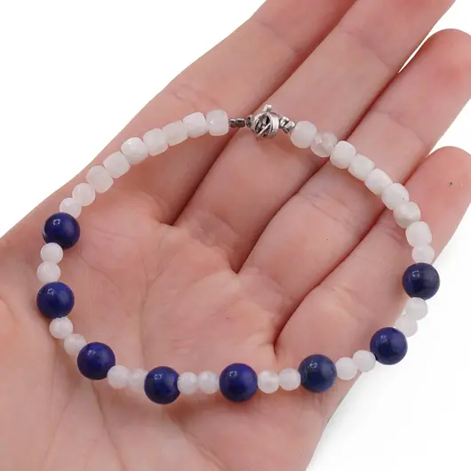 Bratara Ochii Cerului - Piatra lunii 4mm si Lapis Lazuli 6mm, imagine 3