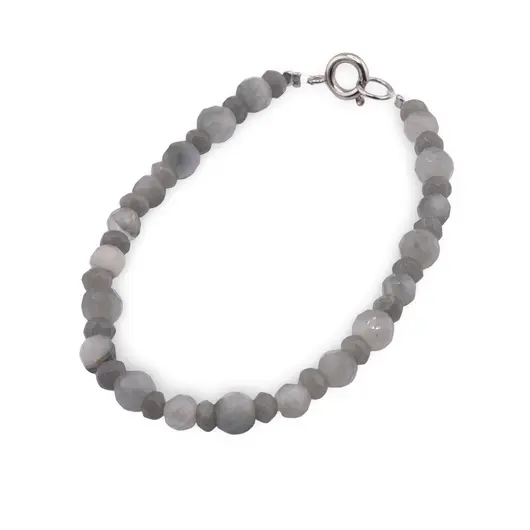 Bratara Piatra lunii gri sfere fatetate 5-6mm si dicuri fatetate 4mm