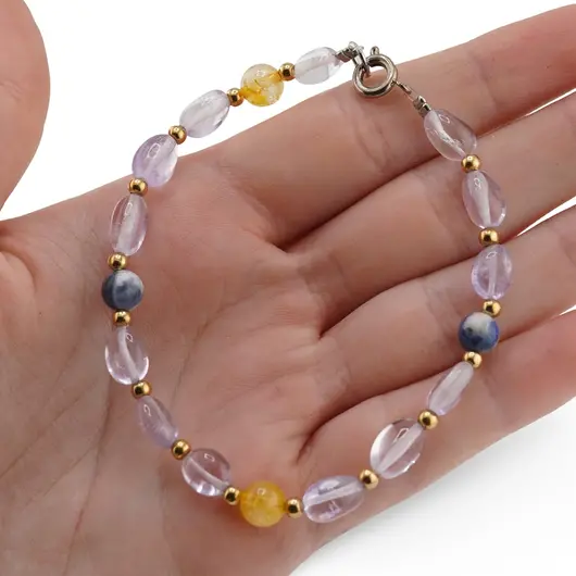 Bratara Puterea Vizionarului - Ametrin 6-8mm, Citrin si Lapis Lazuli 6mm, imagine 3