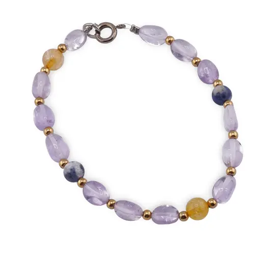 Bratara Puterea Vizionarului - Ametrin 6-8mm, Citrin si Lapis Lazuli 6mm