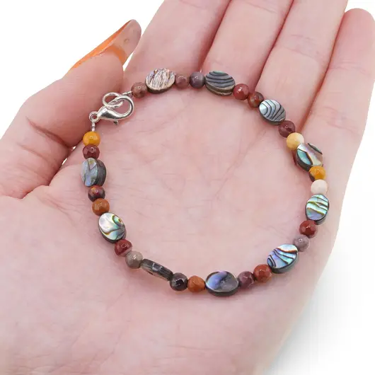 Bratara Spirit Nomad - Mookait 4mm si Scoica Abalone 8mm, imagine 3