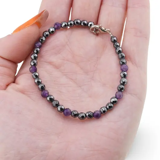 Bratara Umbra Violeta - Hematit si Ametist, 4mm, imagine 3