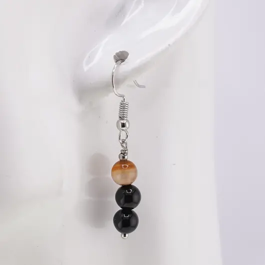 Cercei cu agatatoare Agat carneolizat sfere, 6mm, imagine 2