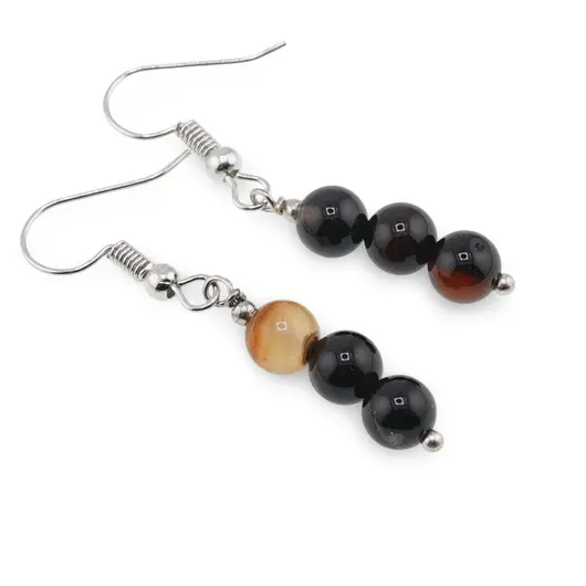 Cercei cu agatatoare Agat carneolizat sfere, 6mm