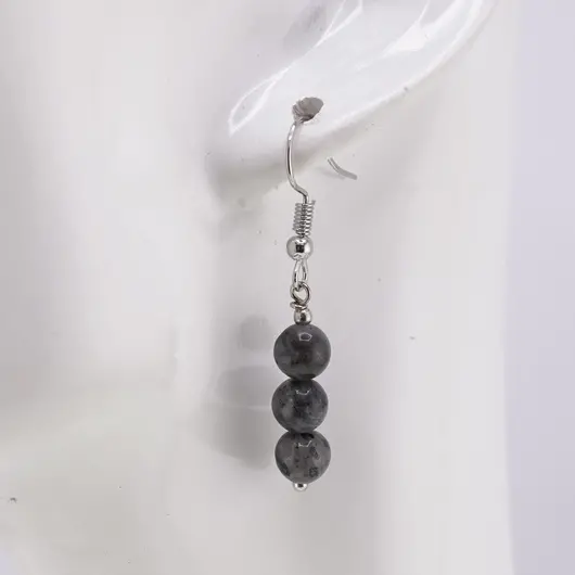 Cercei cu agatatoare Larvikit sfere, 6-7mm, imagine 2