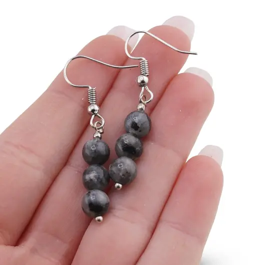 Cercei cu agatatoare Larvikit sfere, 6-7mm, imagine 3