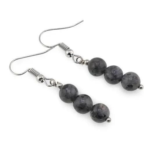 Cercei cu agatatoare Larvikit sfere, 6-7mm