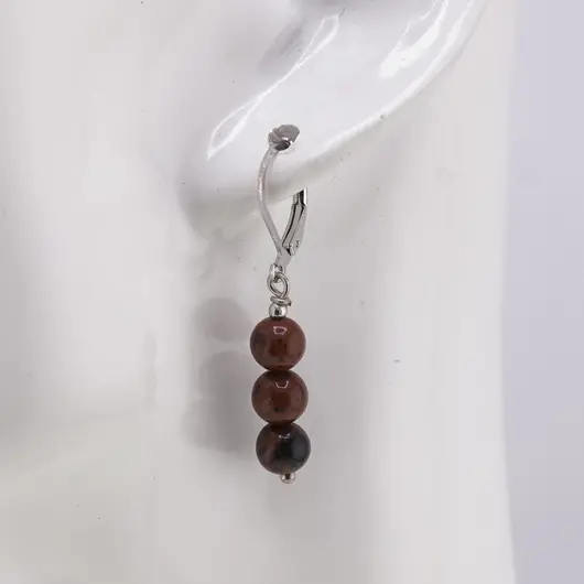 Cercei cu agatatoare Obsidian Mahon sfere, 6-7mm, imagine 2