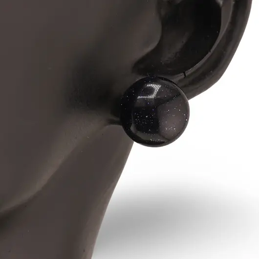 Cercei cu surub Goldstone albastru semisfere, 12mm, imagine 2